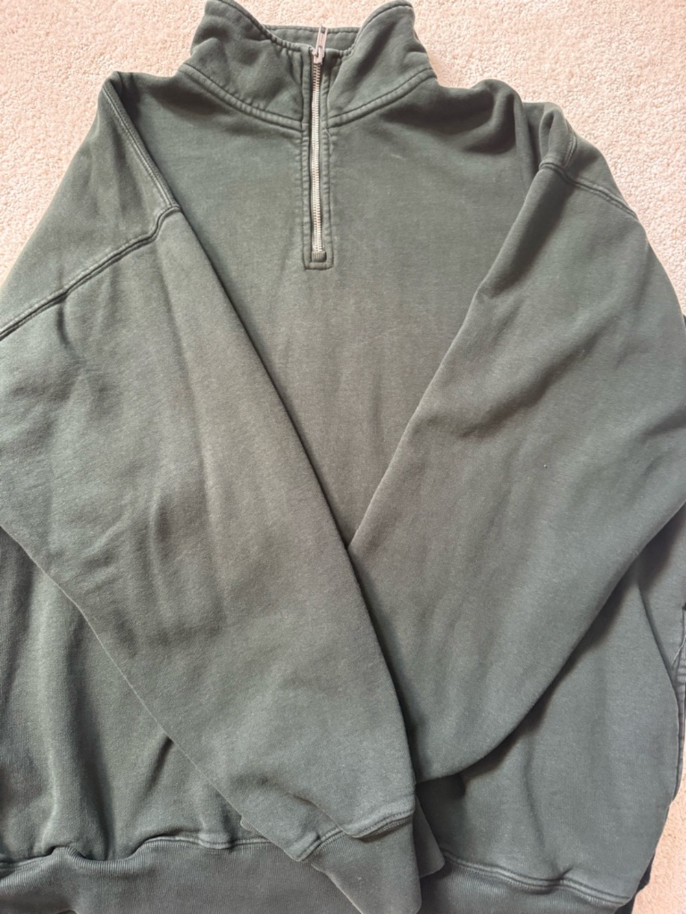 Brandy Melville, Green Quarter Zip-Neck Pullover, OS